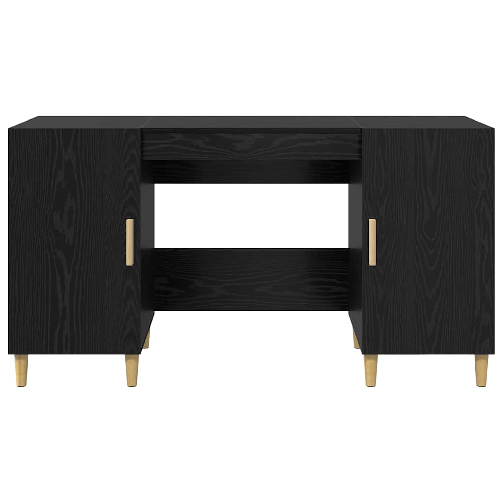 vidaXL Desk Black Oak Engineered Wood 140 x 50 x 75 cm