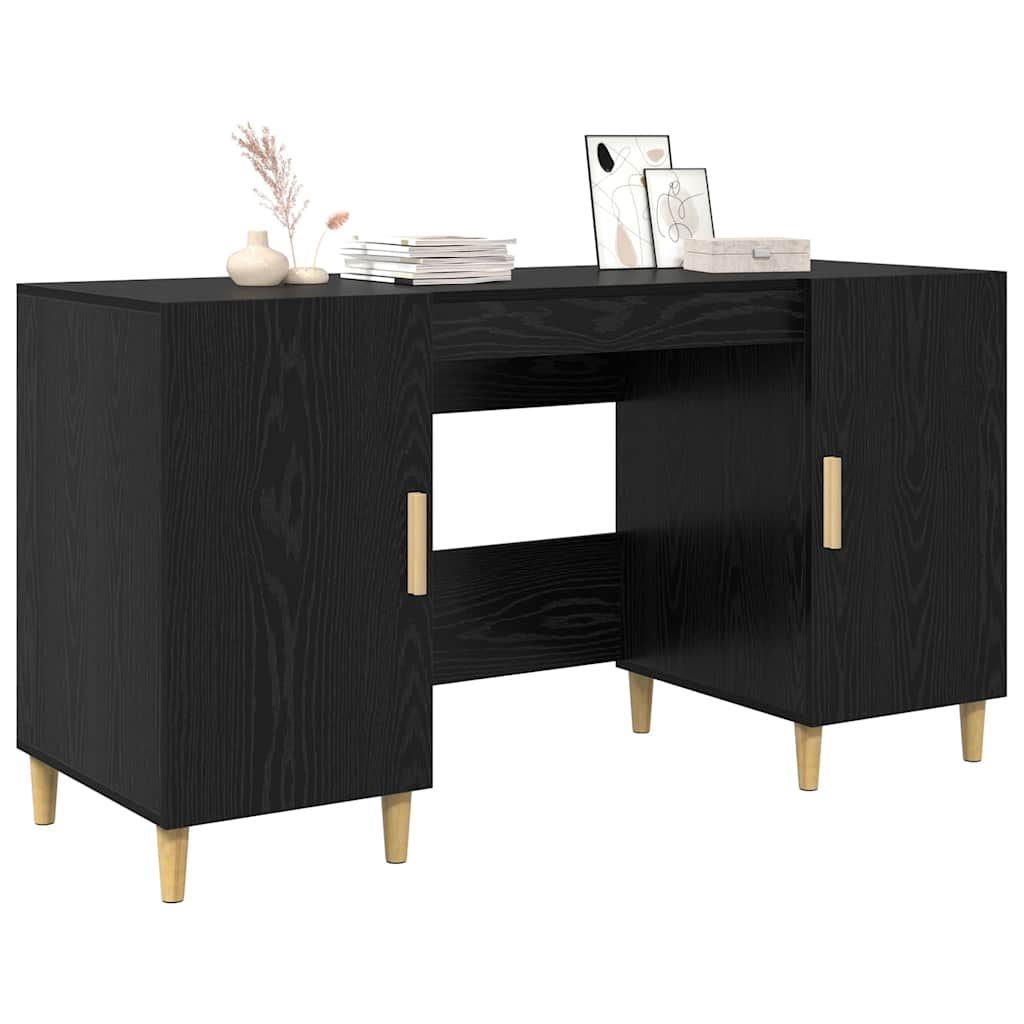 vidaXL Desk Black Oak Engineered Wood 140 x 50 x 75 cm