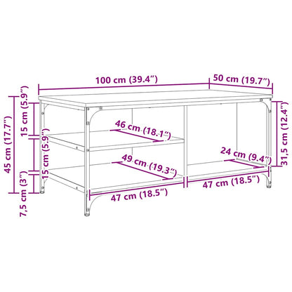 vidaXL Coffee Table Black Oak 100 x 50 x 45 cm Engineered Wood