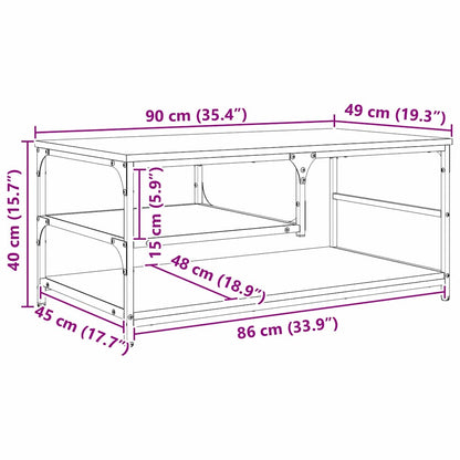 vidaXL Coffee Table Black Oak 90 x 49 x 40 cm Engineered Wood