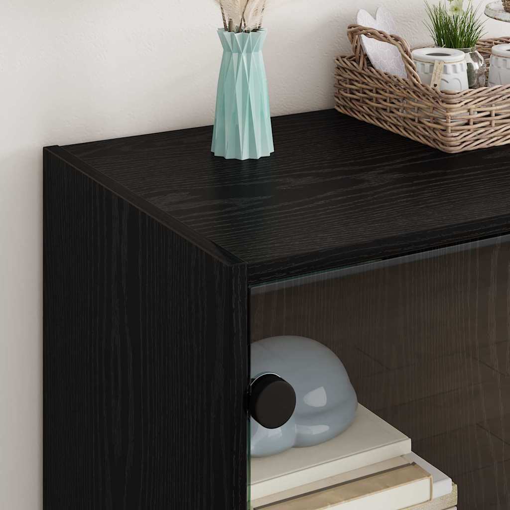 vidaXL Side Cabinet Black Oak 68 x 37 x 75.5 cm Engineered Wood