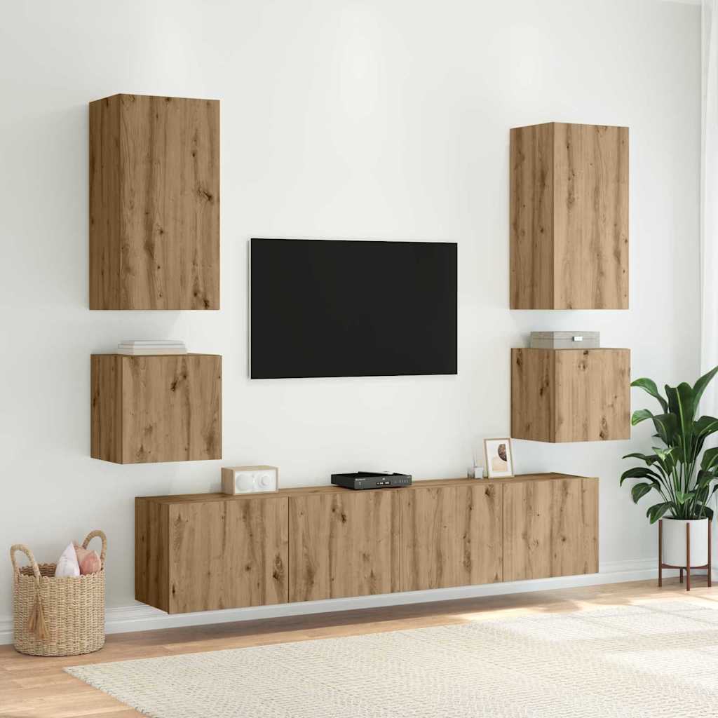 vidaXL TV Wall Cabinet Artisan Oak Engineered Wood