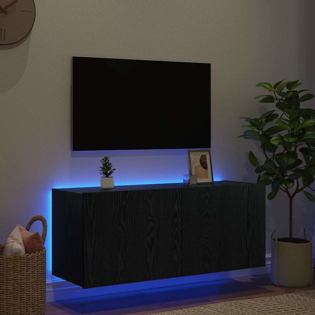 vidaXL TV Wall Cabinet Black Oak 100 x 35 x 41 cm Engineered Wood