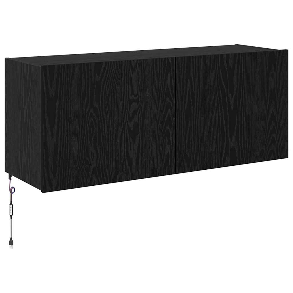 vidaXL TV Wall Cabinet Black Oak 100 x 35 x 41 cm Engineered Wood