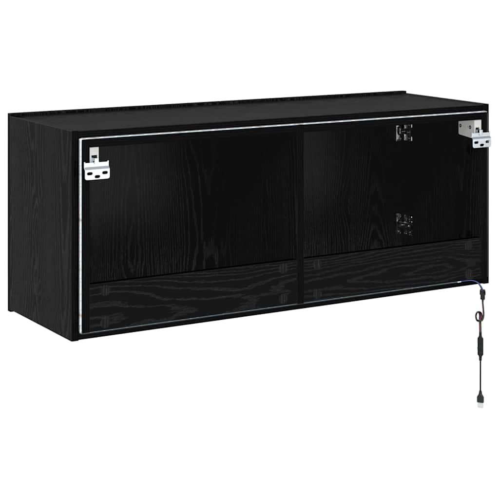 vidaXL TV Wall Cabinet Black Oak 100 x 35 x 41 cm Engineered Wood