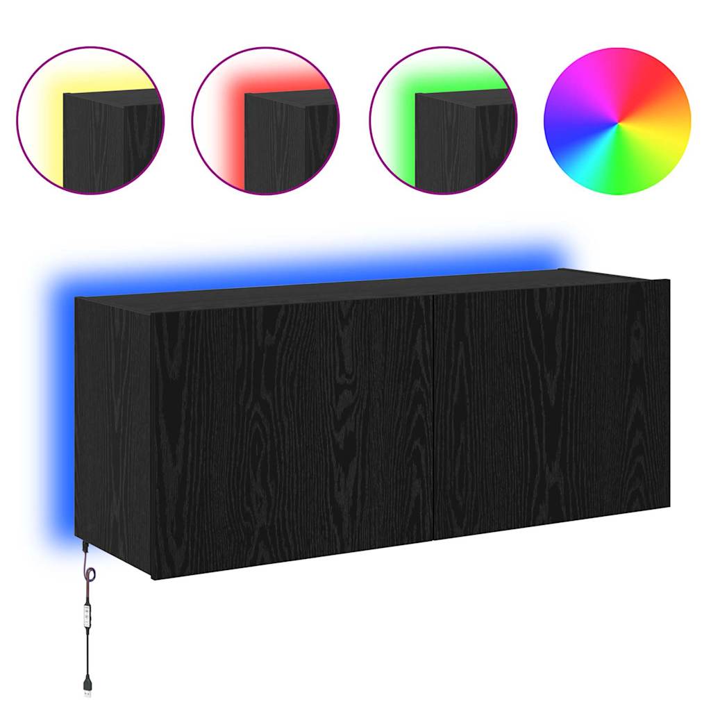 vidaXL TV Wall Cabinet Black Oak 100 x 35 x 41 cm Engineered Wood