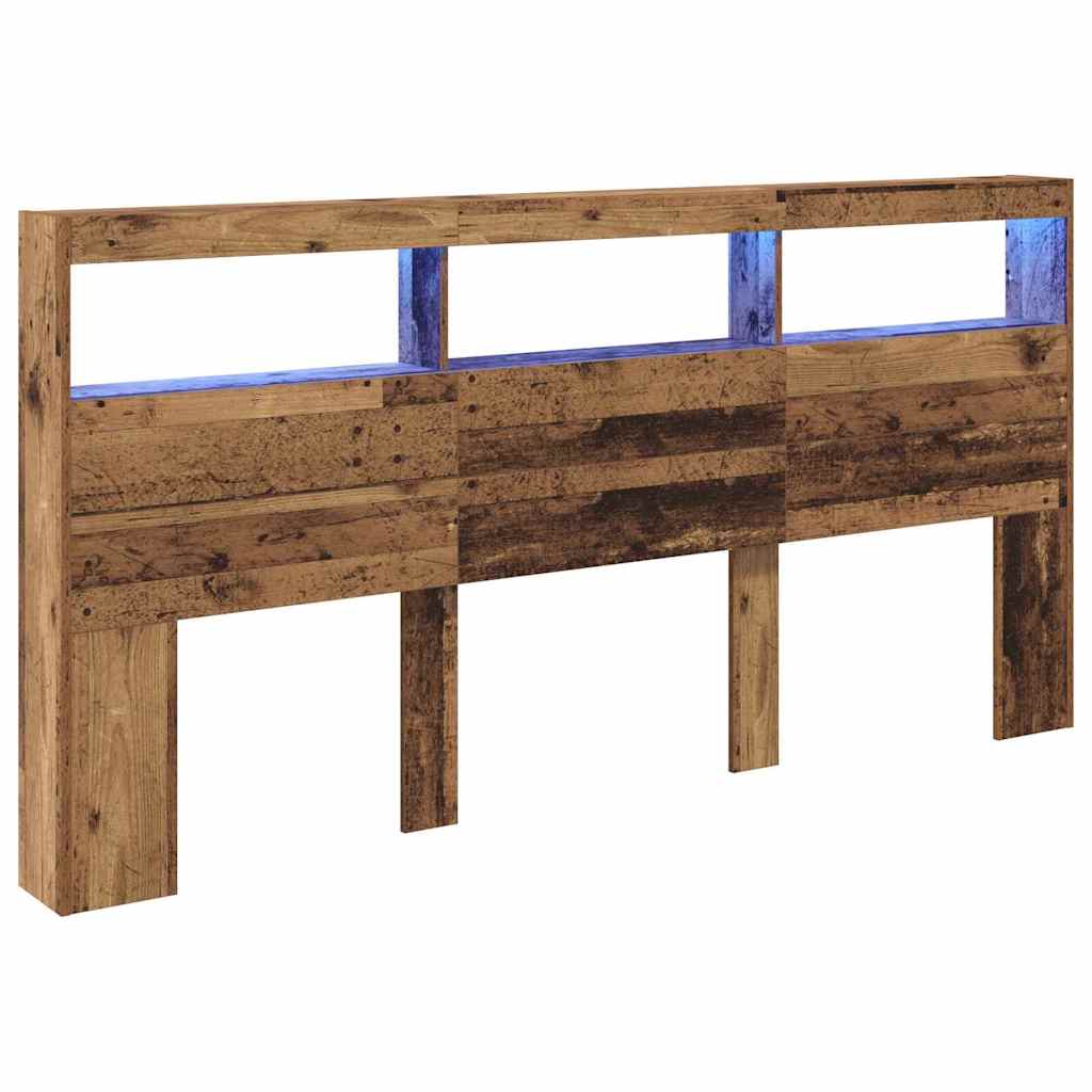 vidaXL Headboard with Shelf Old Wood 200 x 17 x 102 cm Engineered Wood