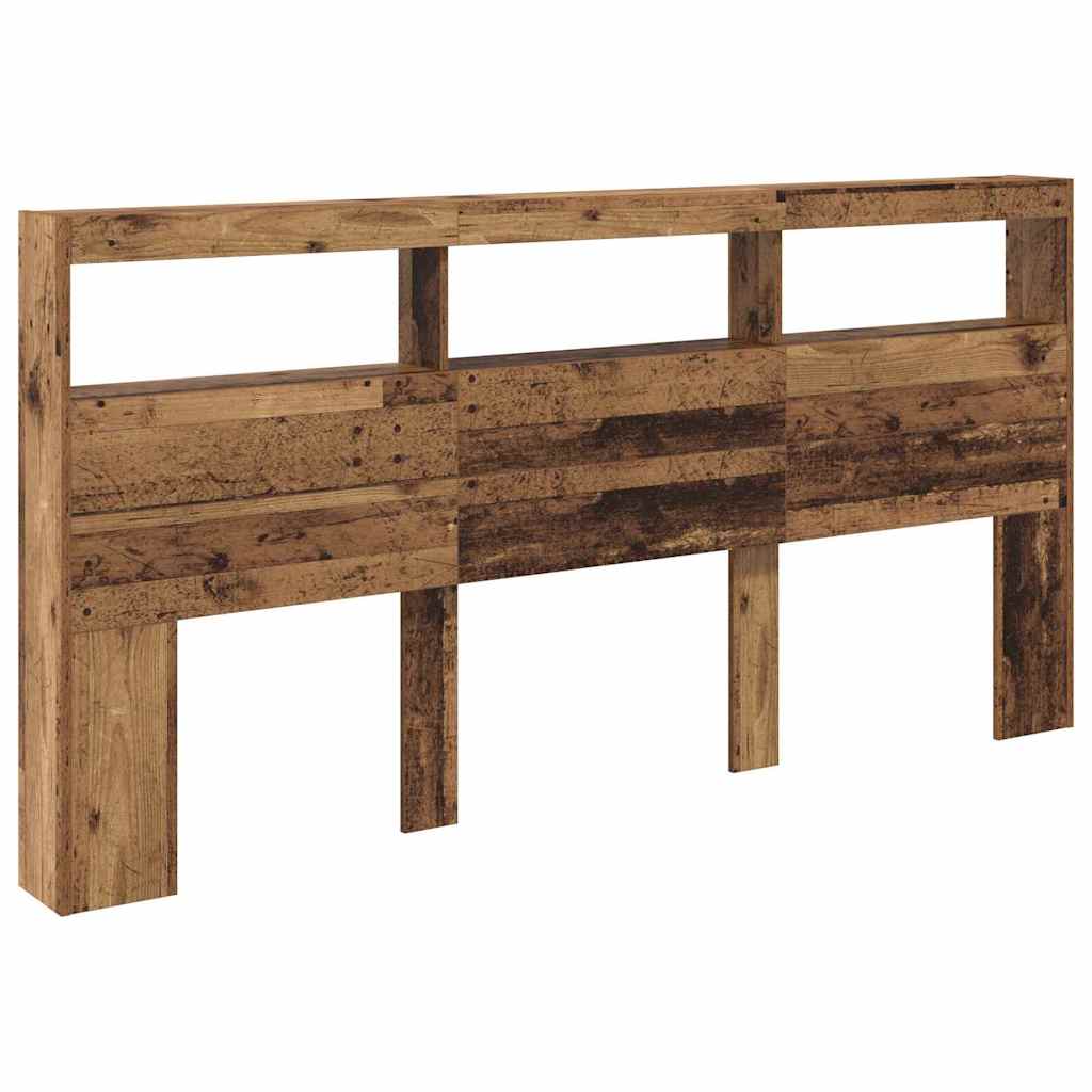vidaXL Headboard with Shelf Old Wood 200 x 17 x 102 cm Engineered Wood