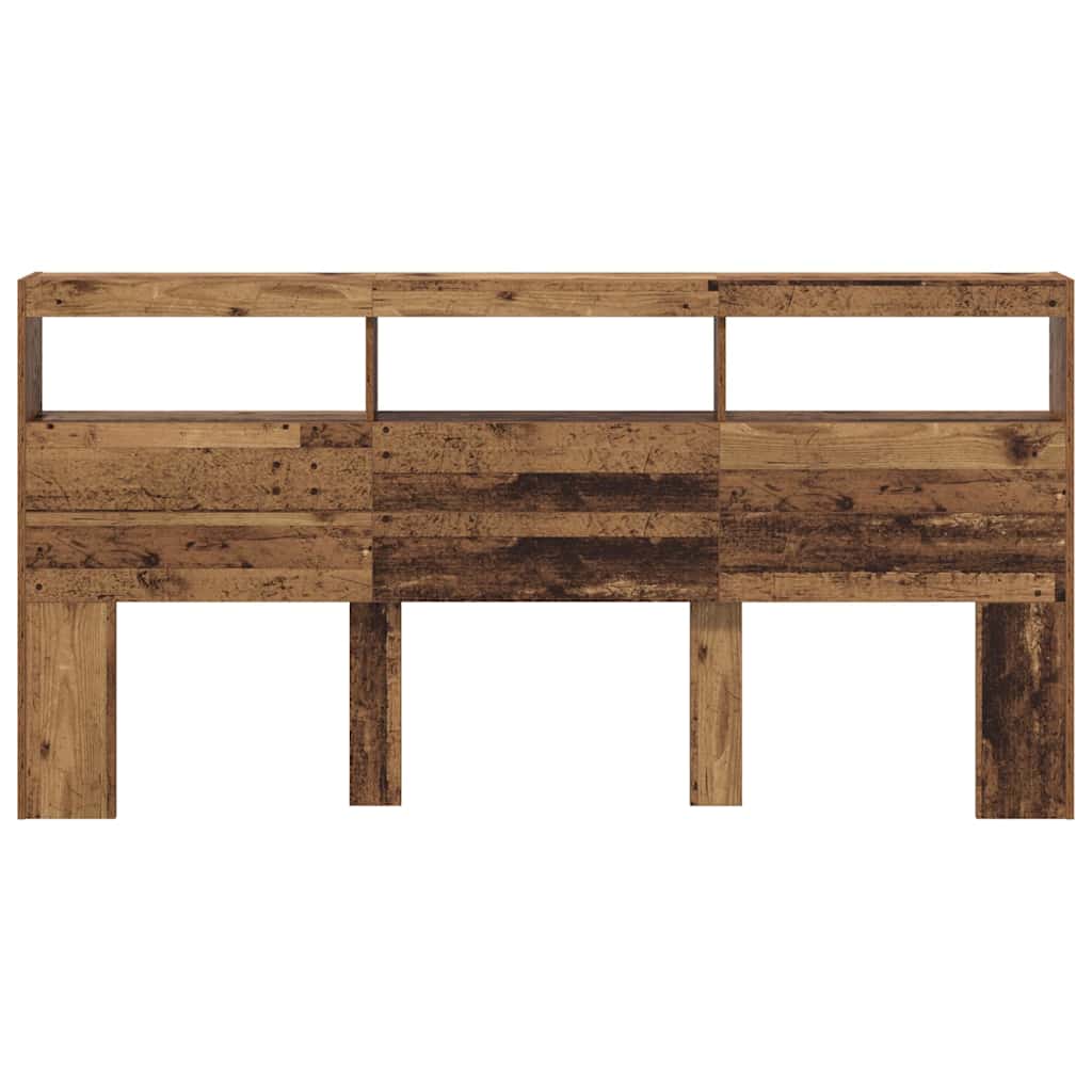 vidaXL Headboard with Shelf Old Wood 200 x 17 x 102 cm Engineered Wood