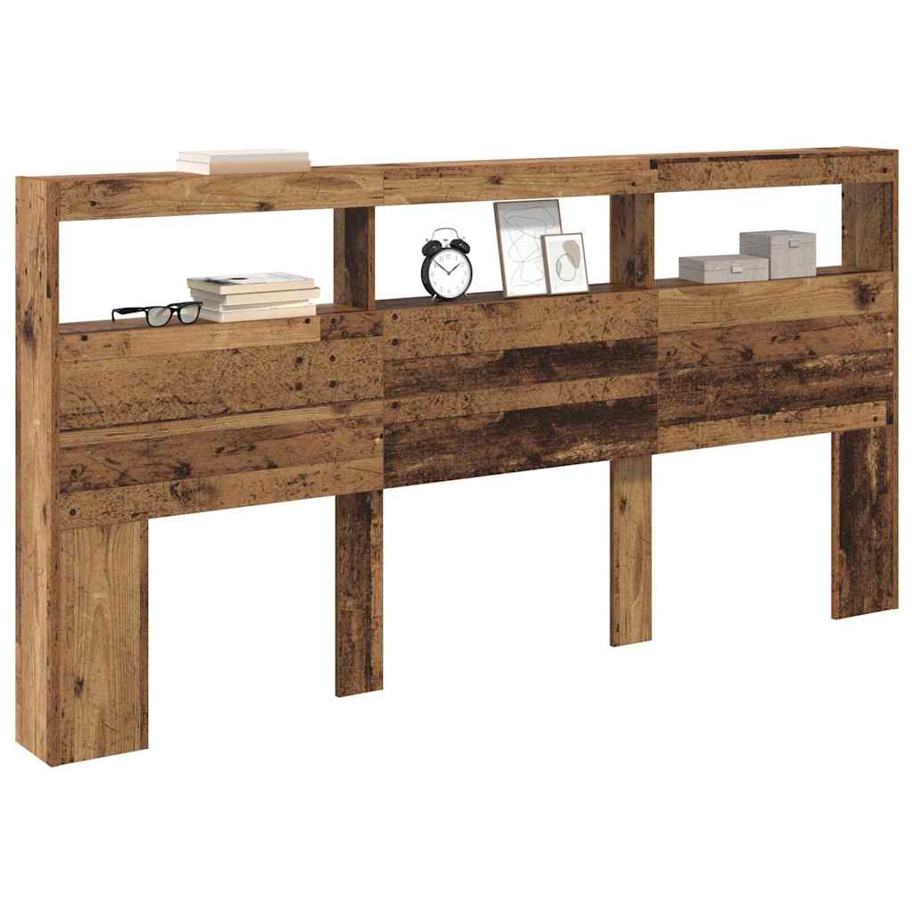 vidaXL Headboard with Shelf Old Wood 200 x 17 x 102 cm Engineered Wood