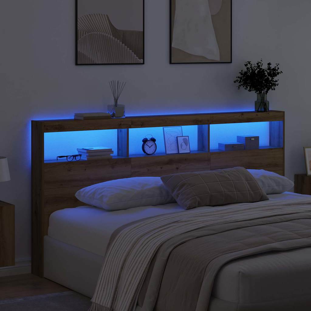 vidaXL Headboard Artisan Oak 200 x 17 x 102 cm Engineered Wood