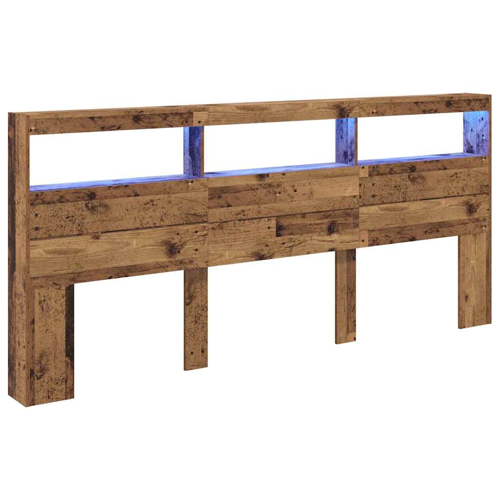 vidaXL Headboard with Shelf Old Wood 220 x 17 x 102 cm Engineered Wood