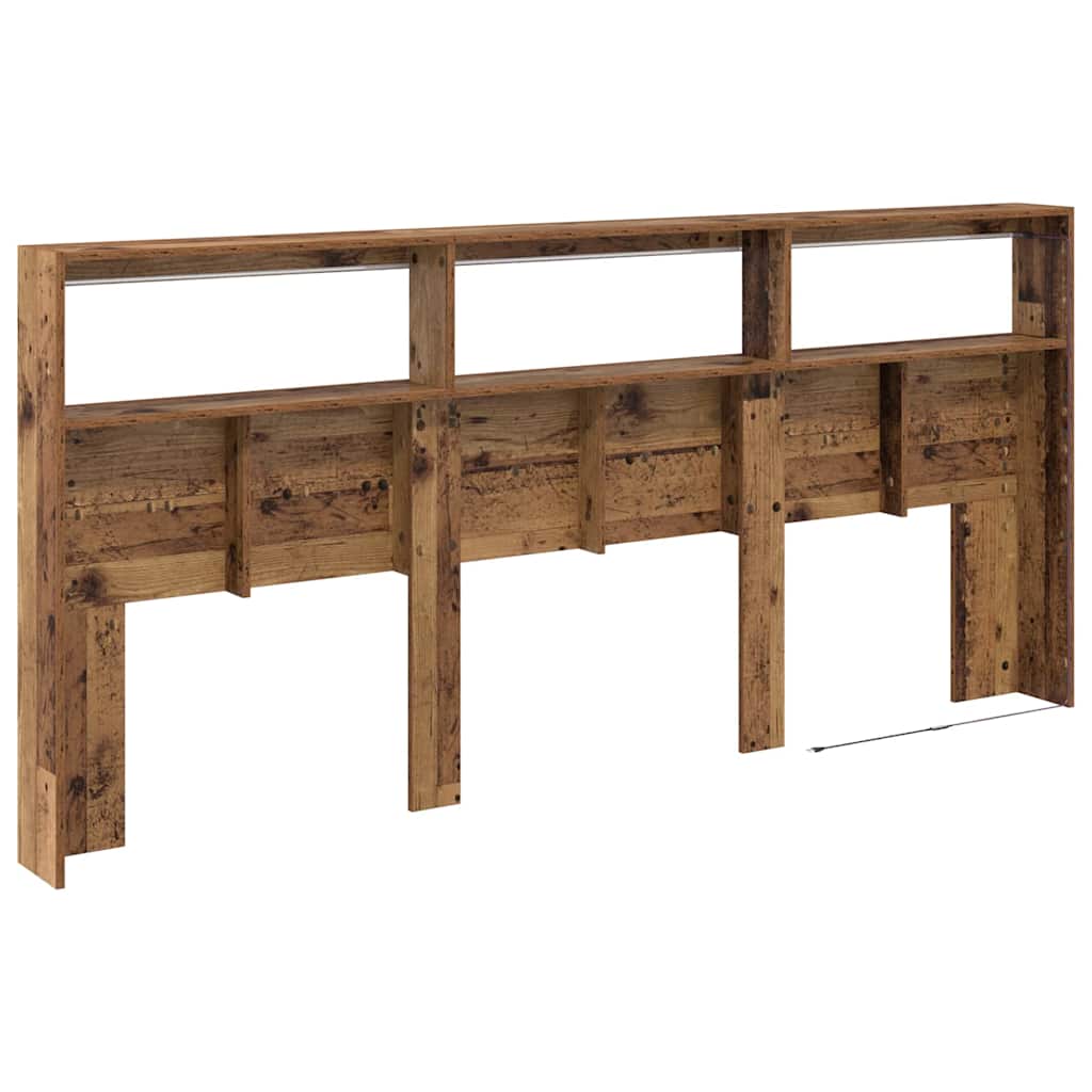 vidaXL Headboard with Shelf Old Wood 220 x 17 x 102 cm Engineered Wood