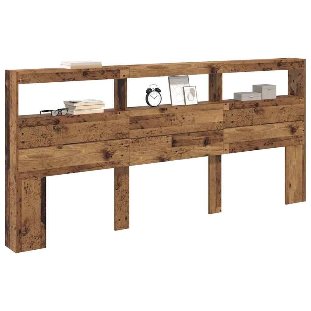 vidaXL Headboard with Shelf Old Wood 220 x 17 x 102 cm Engineered Wood