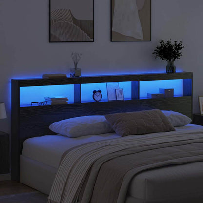 vidaXL Headboard Black Oak 220 x 17 x 102 cm Engineered Wood