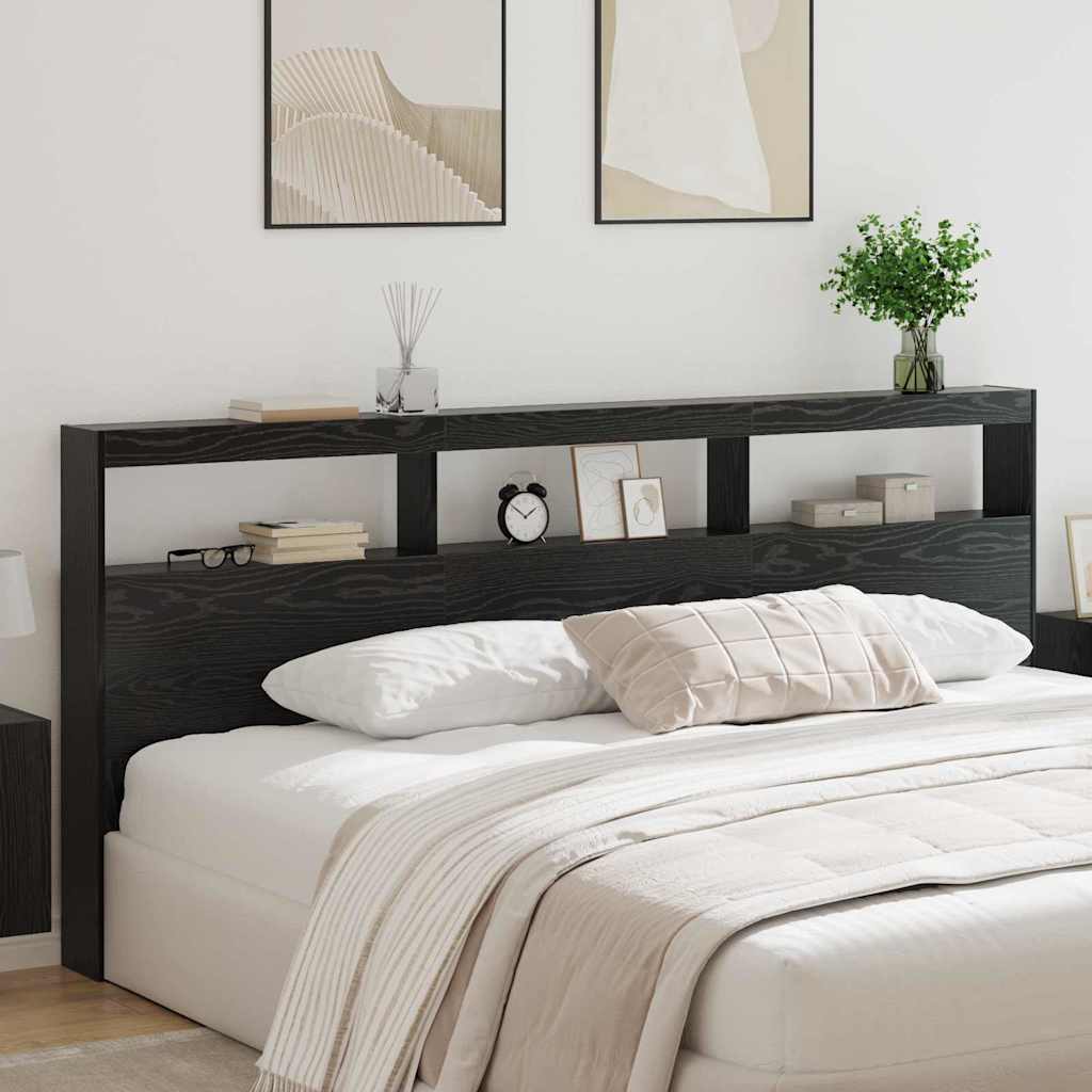 vidaXL Headboard Black Oak 220 x 17 x 102 cm Engineered Wood