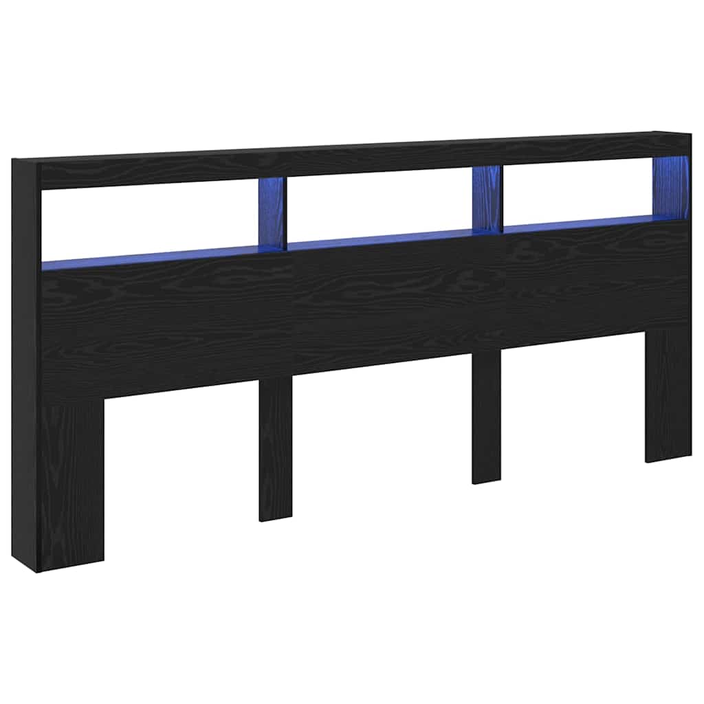 vidaXL Headboard Black Oak 220 x 17 x 102 cm Engineered Wood