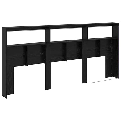 vidaXL Headboard Black Oak 220 x 17 x 102 cm Engineered Wood