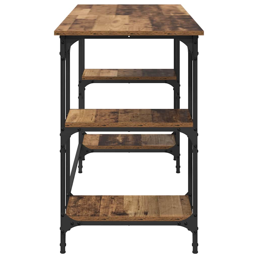 vidaXL Desk with Shelf Old Wood 140 x 50 x 75 cm Engineered Wood