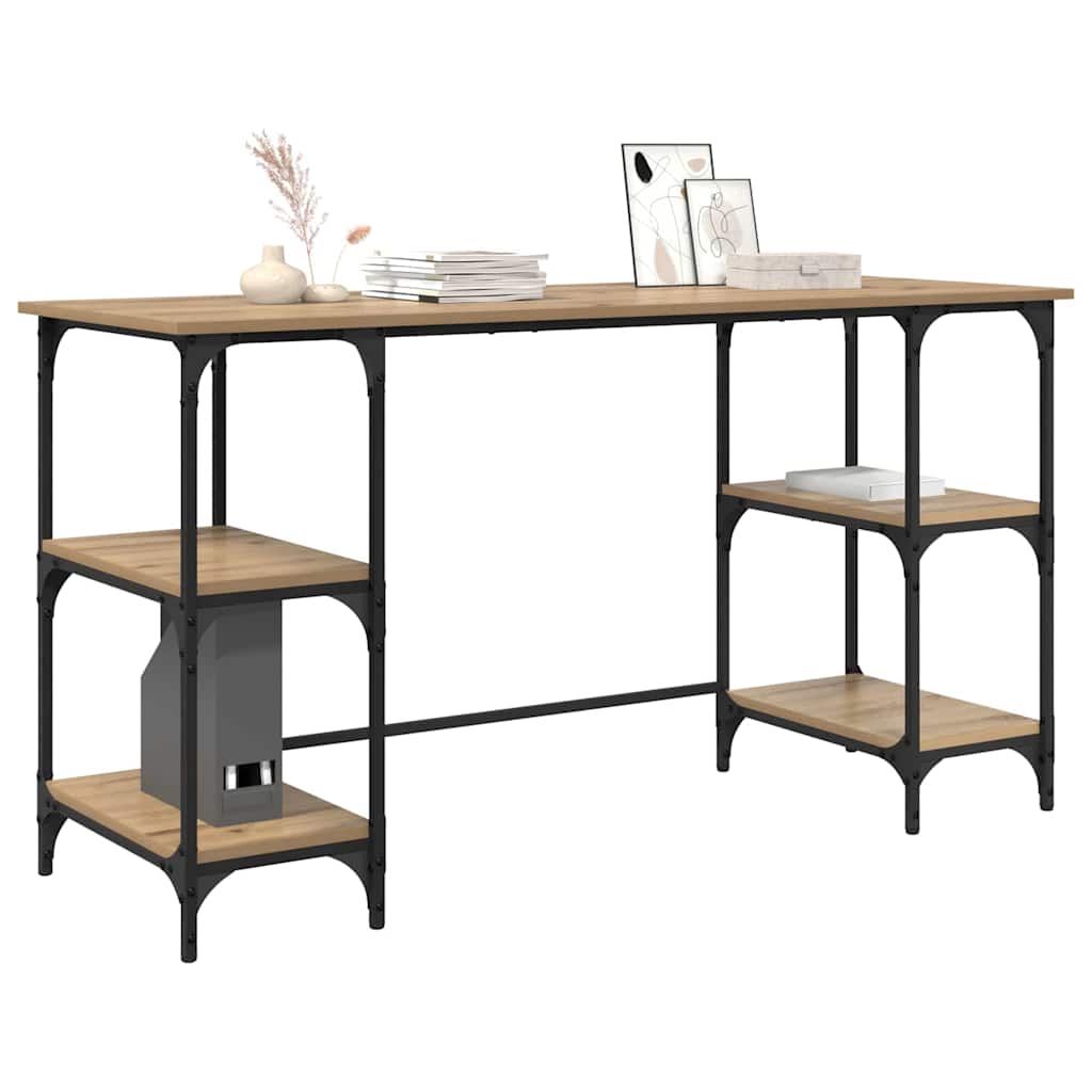 vidaXL Desk Artisan Oak Engineered Wood 140 x 50 x 75 cm