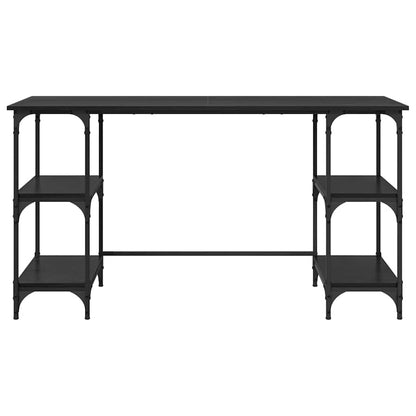 vidaXL Desk Black Oak Engineered Wood 140 x 50 x 75 cm