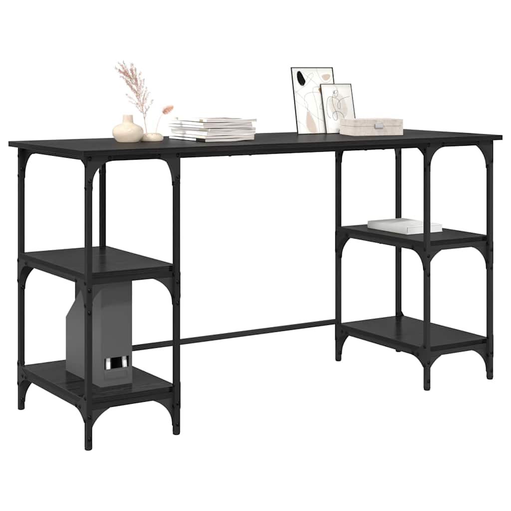 vidaXL Desk Black Oak Engineered Wood 140 x 50 x 75 cm
