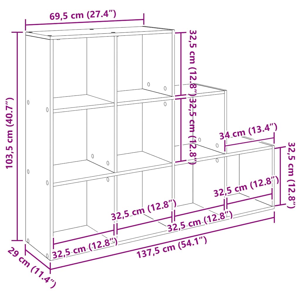 vidaXL Room Divider Bookcase 137.5 x 29 x 103.5 cm Engineered Wood