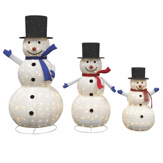 vidaXL Christmas Snowman Family with 270 LEDs 3 pcs Warm White Fabric