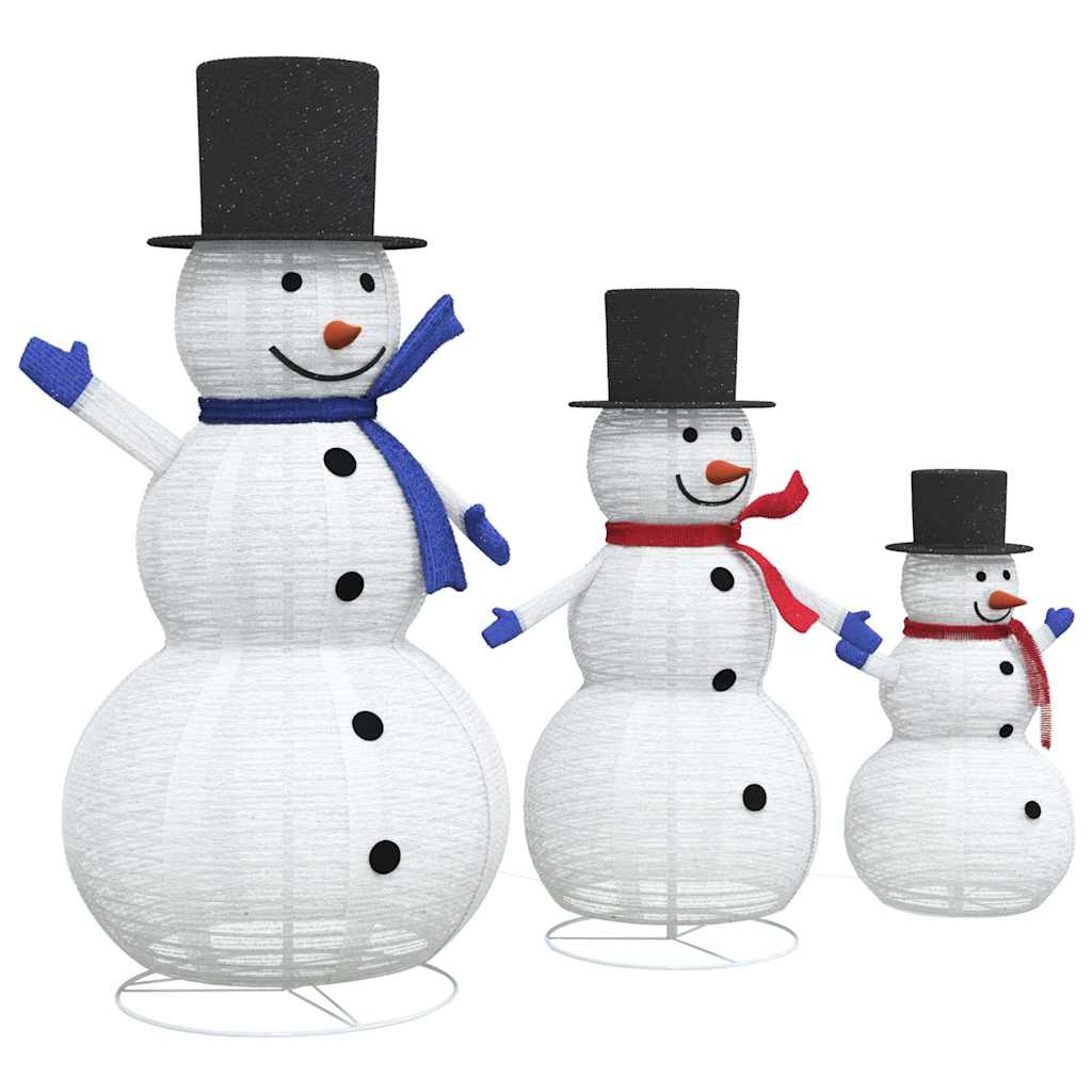 vidaXL Christmas Snowman Family with 270 LEDs 3 pcs Warm White Fabric