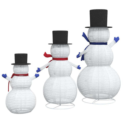 vidaXL Christmas Snowman Family with 270 LEDs 3 pcs Warm White Fabric