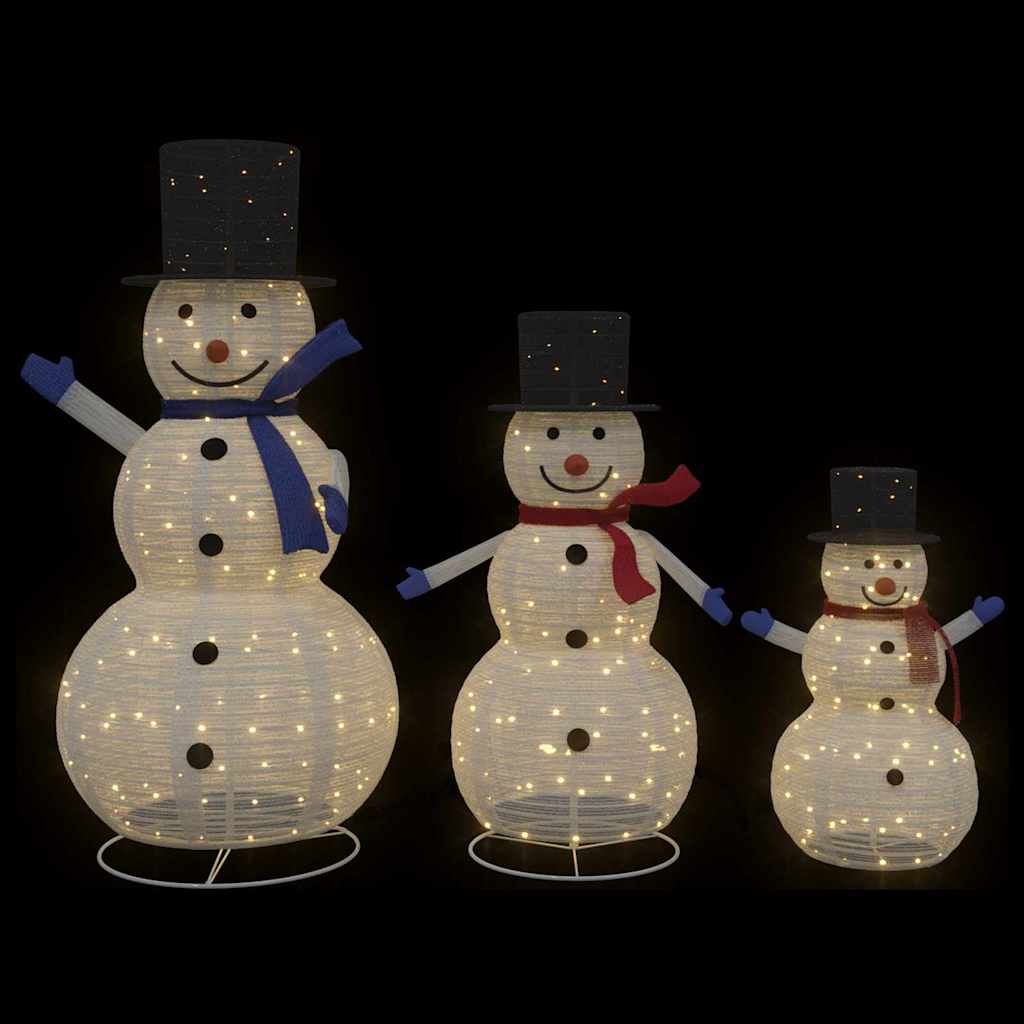vidaXL Christmas Snowman Family with 270 LEDs 3 pcs Warm White Fabric