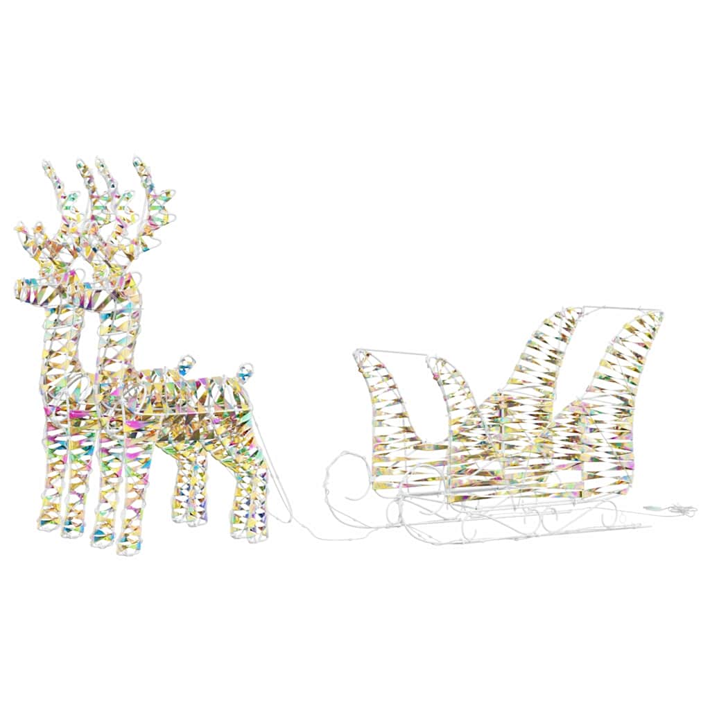 vidaXL Reindeer Pull Sleigh Warm White 30 x 12 x 54.5 cm PET