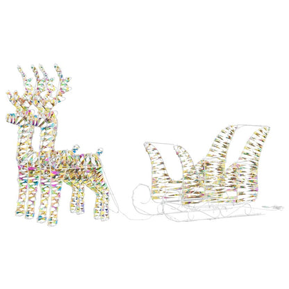 vidaXL Reindeer Pull Sleigh Warm White 30 x 12 x 54.5 cm PET