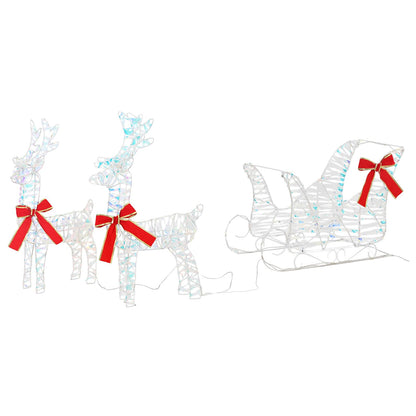 vidaXL Reindeer Pull Sleigh Warm White 30 x 12 x 54.5 cm PET