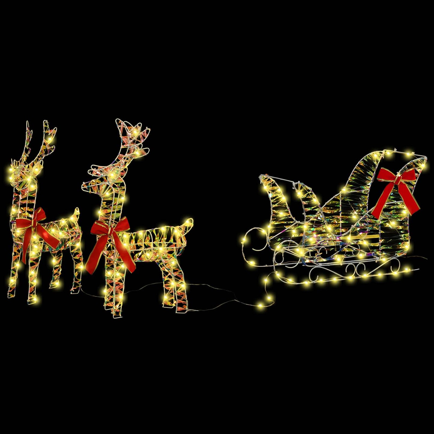 vidaXL Reindeer Pull Sleigh Warm White 30 x 12 x 54.5 cm PET