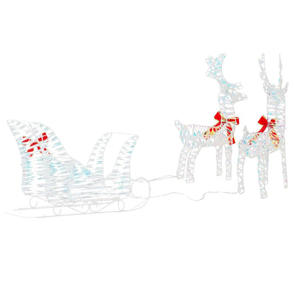 vidaXL Reindeer Pull Sleigh Warm White 30 x 12 x 54.5 cm PET