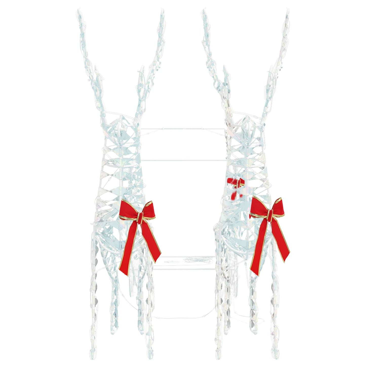 vidaXL Reindeer Pull Sleigh Warm White 30 x 12 x 54.5 cm PET