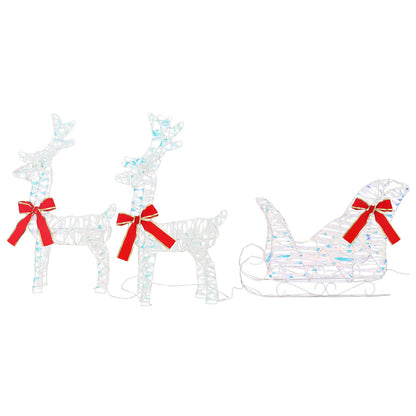 vidaXL Reindeer Pull Sleigh Warm White 30 x 12 x 54.5 cm PET
