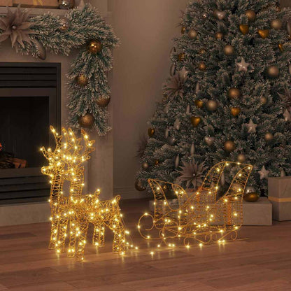 vidaXL Reindeer Pull Sleigh Warm White 30 x 12 x 55 cm PET