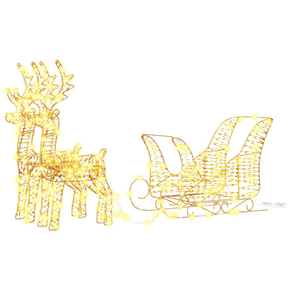 vidaXL Reindeer Pull Sleigh Warm White 30 x 12 x 55 cm PET