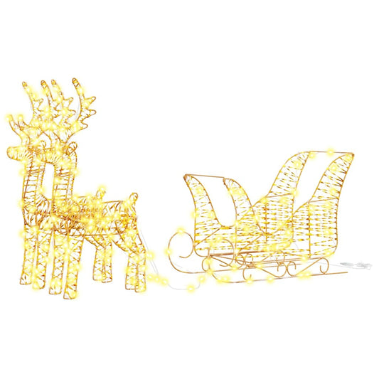 vidaXL Reindeer Pull Sleigh Warm White 30 x 12 x 55 cm PET