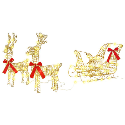 vidaXL Reindeer Pull Sleigh Warm White 30 x 12 x 55 cm PET