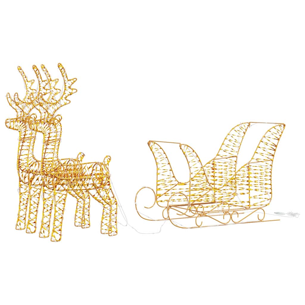 vidaXL Reindeer Pull Sleigh Warm White 30 x 12 x 55 cm PET