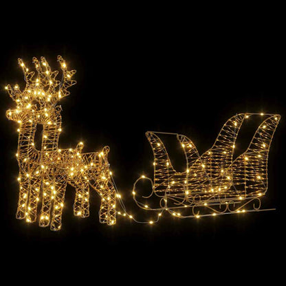 vidaXL Reindeer Pull Sleigh Warm White 30 x 12 x 55 cm PET