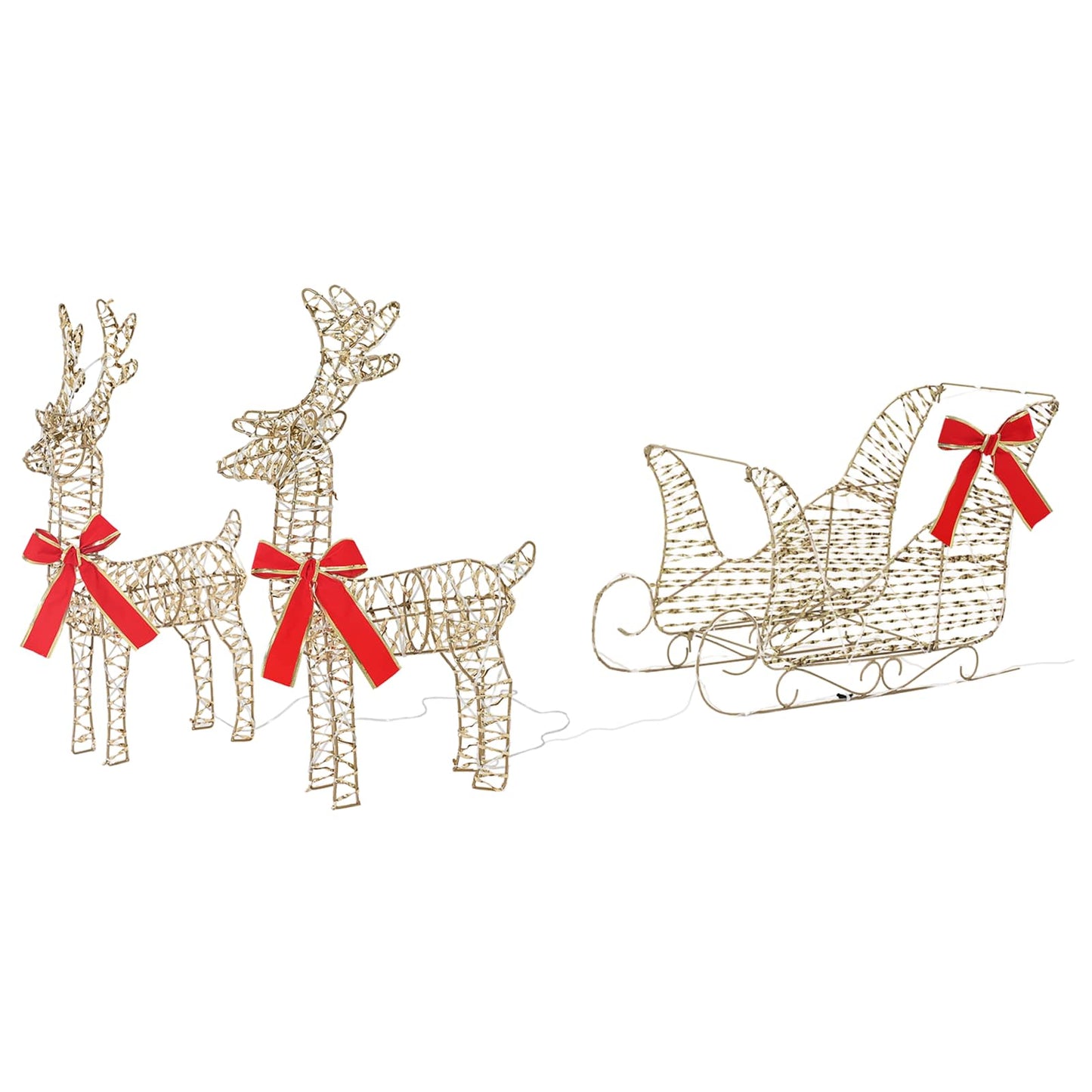 vidaXL Reindeer Pull Sleigh Warm White 30 x 12 x 55 cm PET