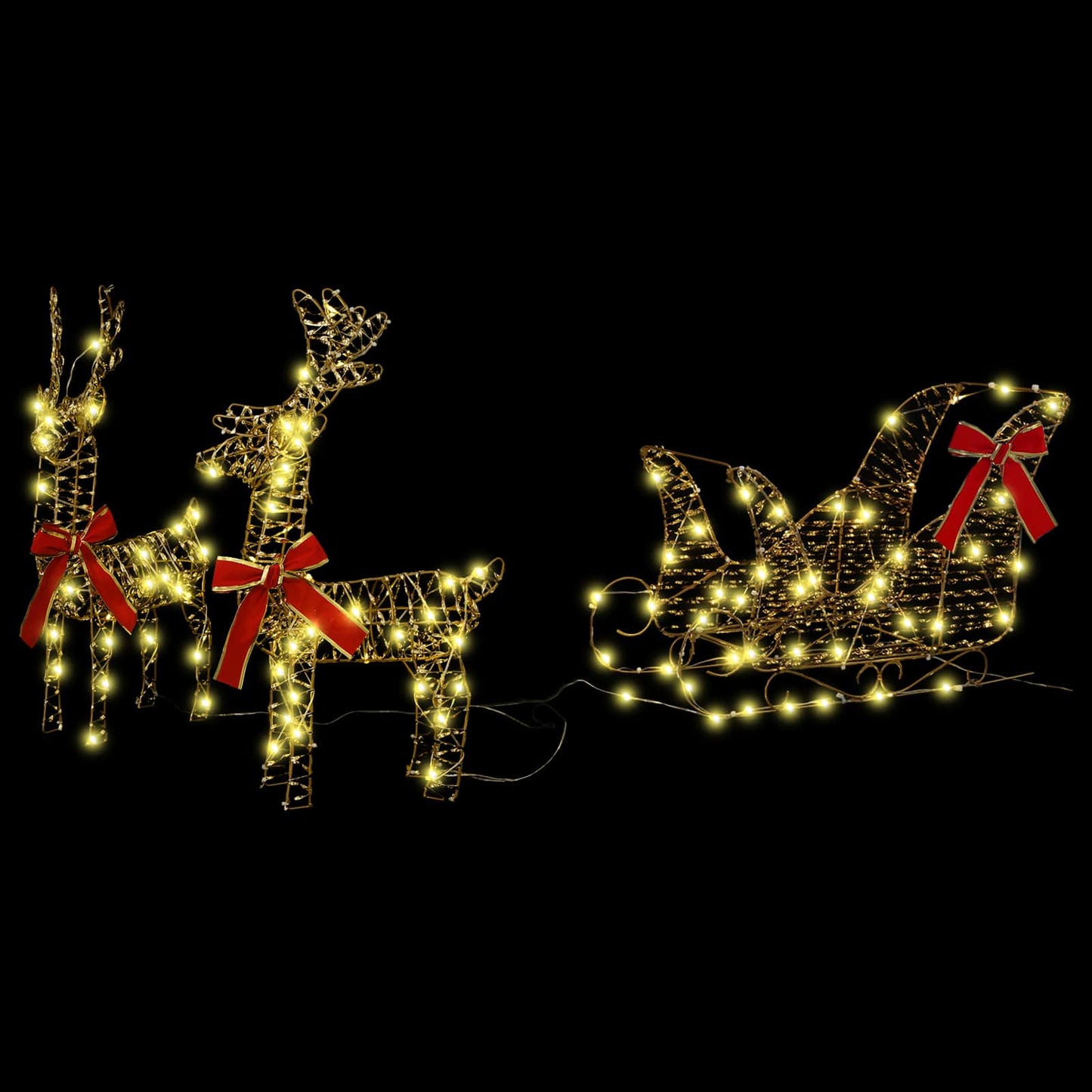 vidaXL Reindeer Pull Sleigh Warm White 30 x 12 x 55 cm PET