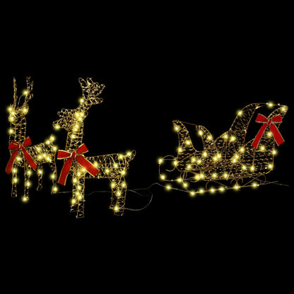 vidaXL Reindeer Pull Sleigh Warm White 30 x 12 x 55 cm PET