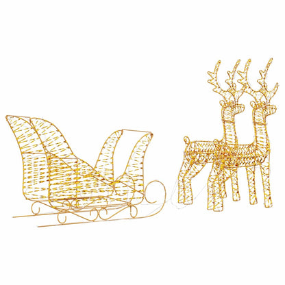 vidaXL Reindeer Pull Sleigh Warm White 30 x 12 x 55 cm PET