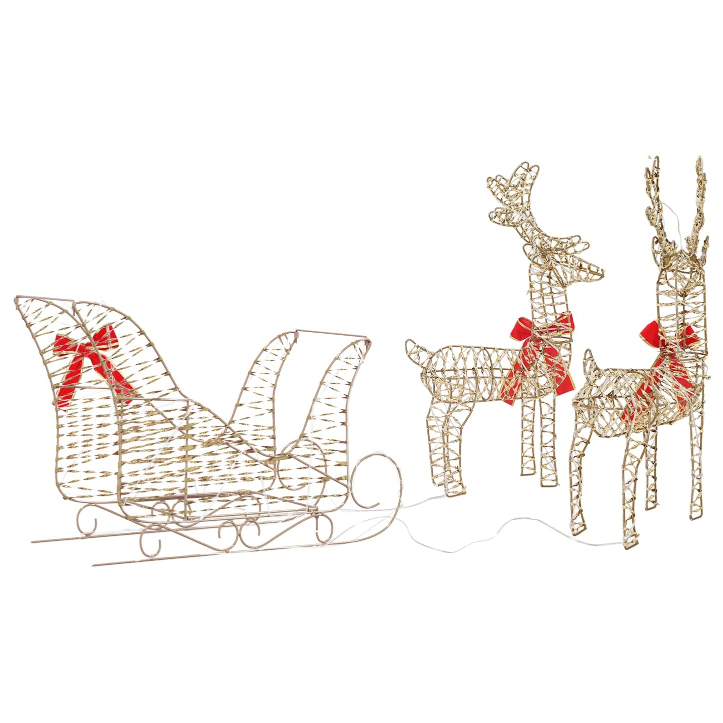 vidaXL Reindeer Pull Sleigh Warm White 30 x 12 x 55 cm PET