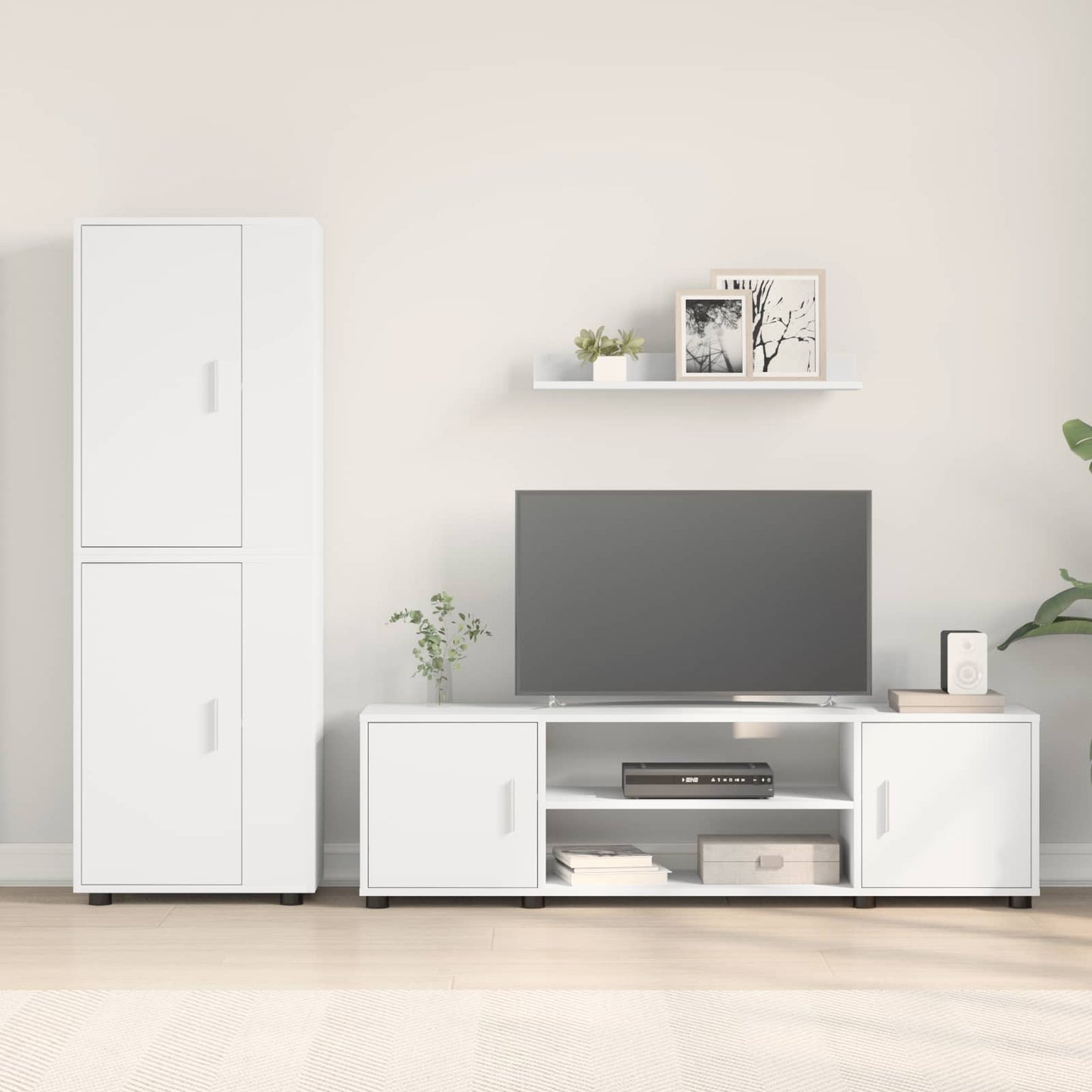 vidaXL TV Cabinet Set Wall-mounted 4 pcs White Engineered wood